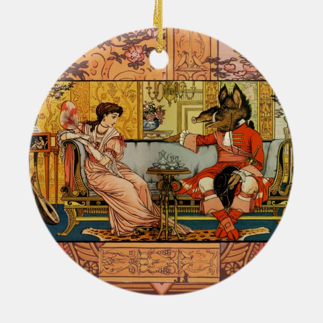 Beauty Beast Classic Fairy Tale Characters Ceramic Tree Decoration (Back)