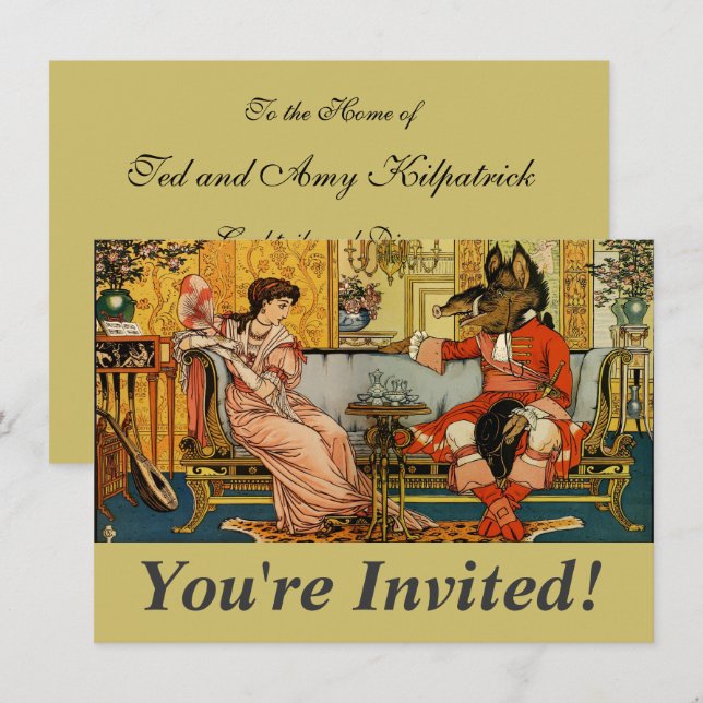Beauty Beast Classic Fairy Tale Characters Invitation (Front/Back)