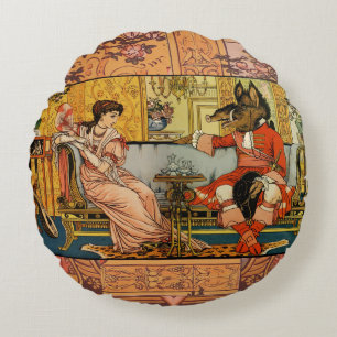 Beauty Beast Classic Fairy Tale Characters Round Cushion