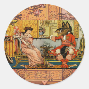 Beauty Beast Classic Fairy Tale Characters Round Sticker