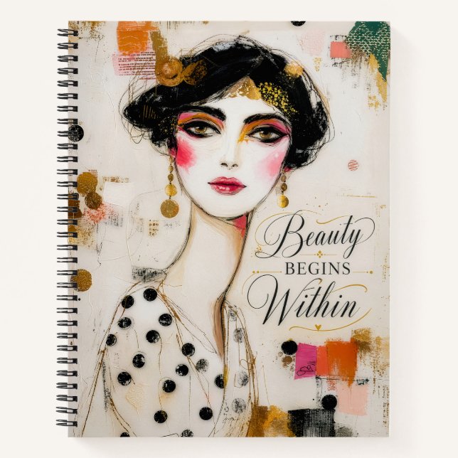 Beauty Begins Within Elegant Feminine Notebook (Front)