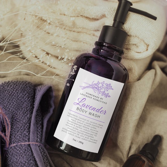 Beauty body wash label lavender logo or custom (Creator Uploaded)