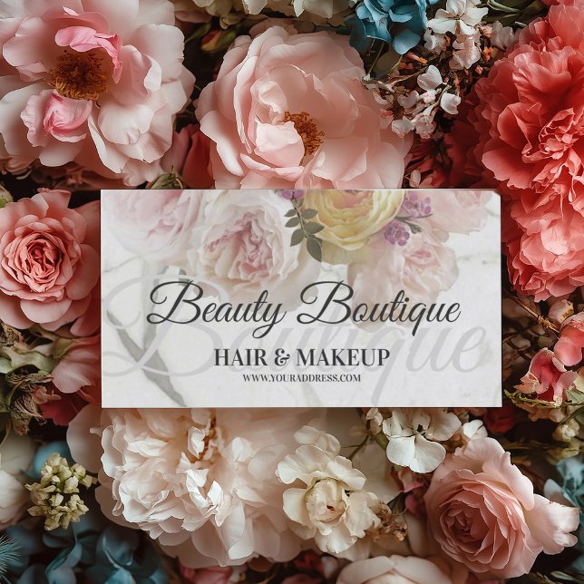 Beauty Boutique Marble Flower Makeup Hair Card (Perfect for business)