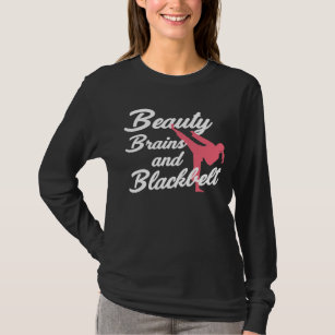 Beauty Brains Black Belt Karate Martial Arts Girl T-Shirt