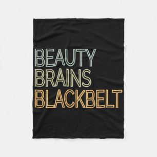 Beauty Brains Black Belt Karate Taekwondo T Shirt Fleece Blanket