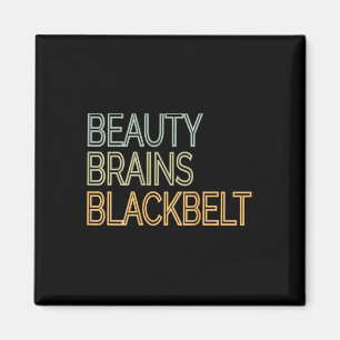 Beauty Brains Black Belt Karate Taekwondo T Shirt Magnet