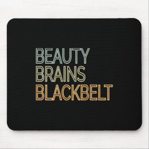 Beauty Brains Black Belt Karate Taekwondo T Shirt Mouse Pad