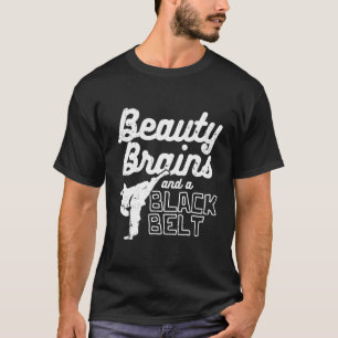 Beauty Brains Black Belt Ponytail Kick Taekwondo T-Shirt