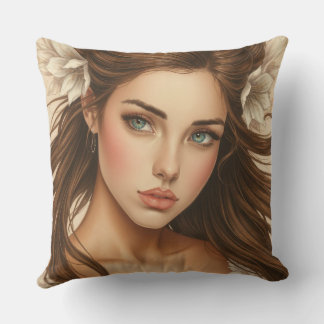 Beauty brunette cushion