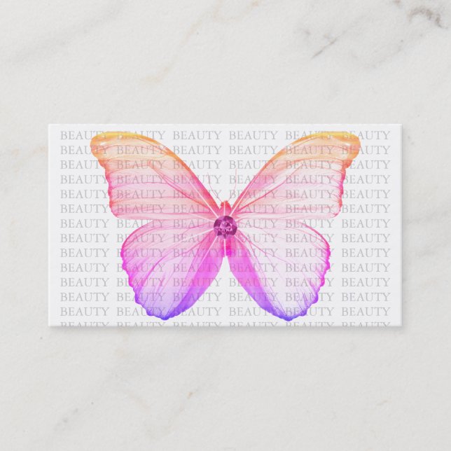 Beauty Business Card Colourful Butterfly (Front)