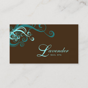 Beauty Business Card Modern Swirl Nail Salon Blue