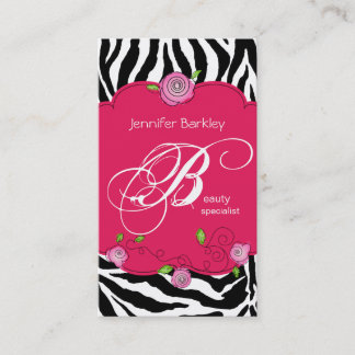 Beauty Business Card Zebra Rose Salon Pink