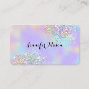 Beauty Business Elegant Holographic Glitter Purple Business Card