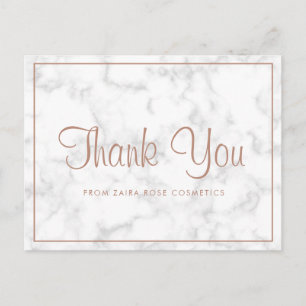 Beauty Business Modern Marble Rose Gold Thank You Postcard