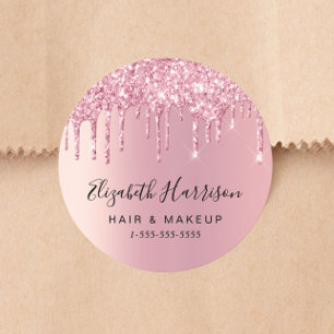 Beauty Business Pink Glitter Stickers