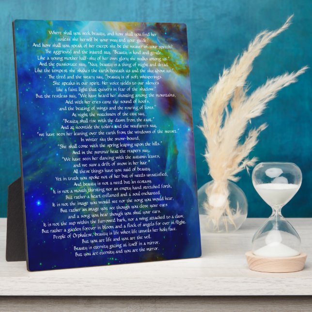 Beauty by Kahlil Gibran Plaque (Side)