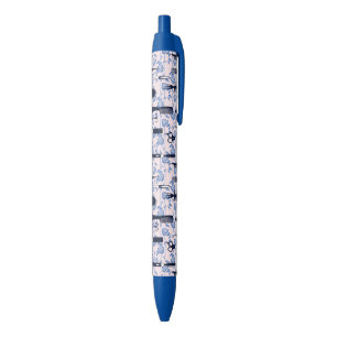 Beauty Care Blue Rose Pattern Black Ink Pen