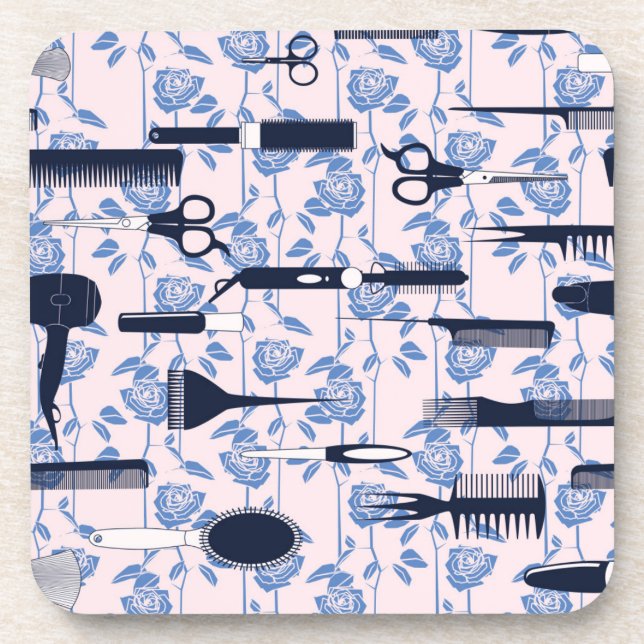Beauty Care Blue Rose Pattern Coaster (Front)