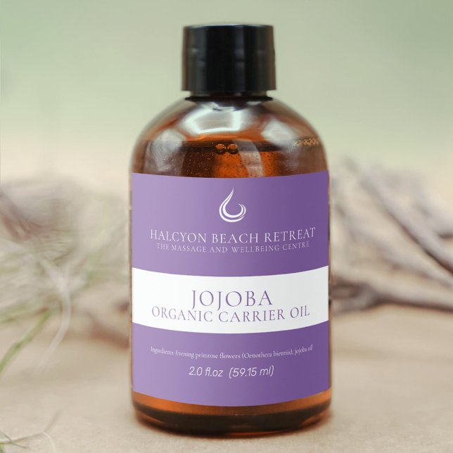 Beauty carrier oil product purple  liquor bottle label (Creator Uploaded)