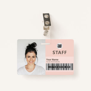 Beauty chic pink feminine Business Photo Staff ID ID Badge