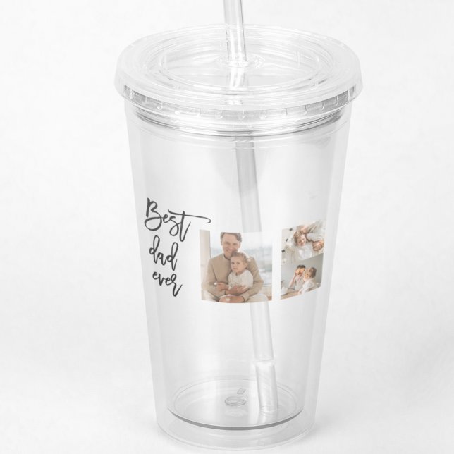 Beauty Collage Photo Best Dad Ever Gift Acrylic Tumbler (Creator Uploaded)