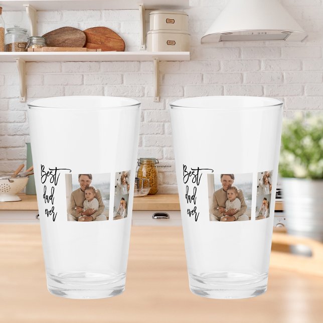 Beauty Collage Photo Best Dad Ever Gift Glass (Creator Uploaded)