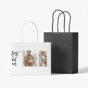 Beauty Collage Photo Best Dad Ever Gift Large Gift Bag