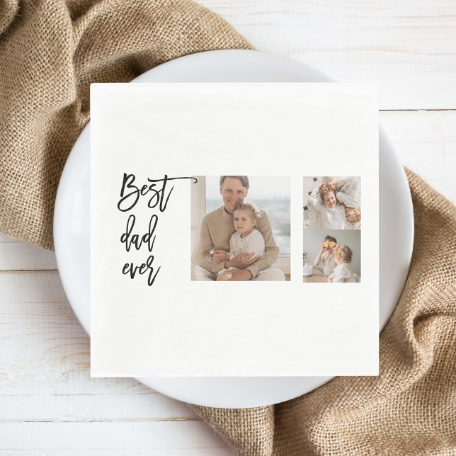 Beauty Collage Photo Best Dad Ever Gift Napkin (Creator Uploaded)