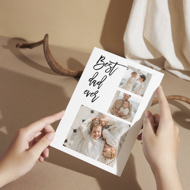 Beauty Collage Photo Best Dad Ever Gift Thank You Card (Creator Uploaded)