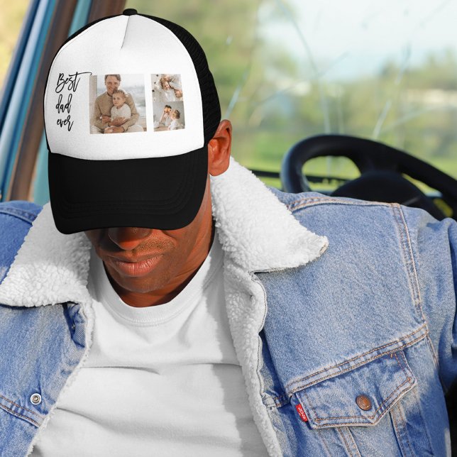 Beauty Collage Photo Best Dad Ever Gift Trucker Hat (Creator Uploaded)