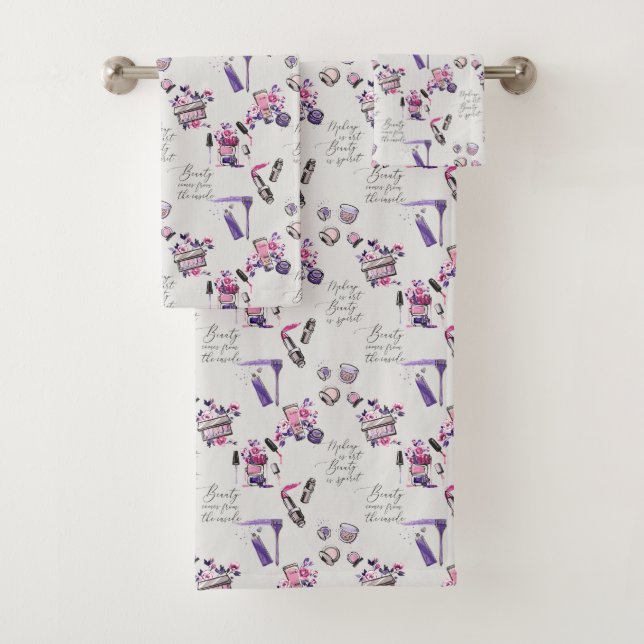 Beauty Comes From The Inside Pattern Bath Towel Set (Insitu)