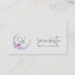 Beauty Consultant Beautician Flower Monogram Busin Business Card