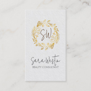 Beauty Consultant Beautician Flower Monogram Business Card