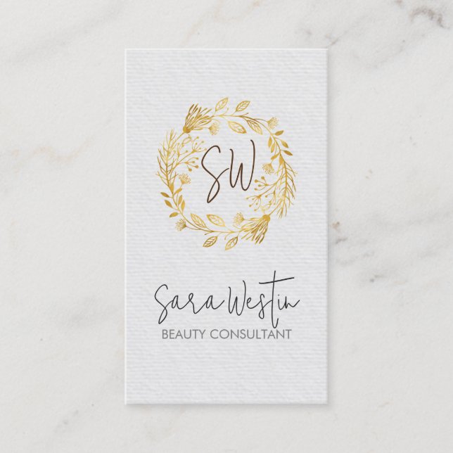 Beauty Consultant Beautician Flower Monogram Business Card (Front)