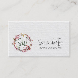 Beauty Consultant Beautician Flower Monogram Business Card