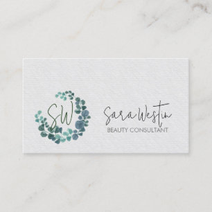 Beauty Consultant Beautician Flower Monogram Business Card