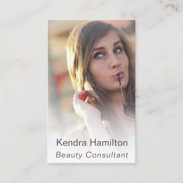 Beauty Consultant Makeup Misty Photo Template Business Card (Front)