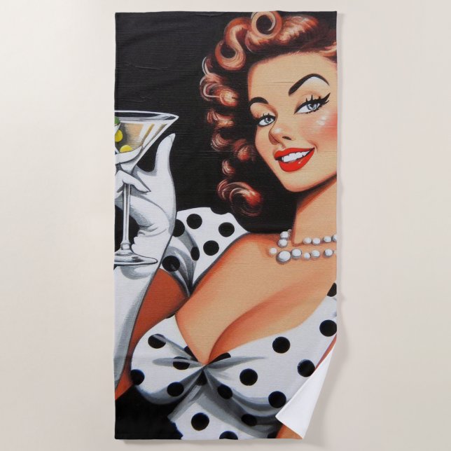 Beauty Drink Pin Up Beach Towel (Front)