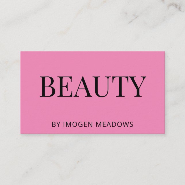 Beauty Esthetician Bold Typography Dark Pink Business Card (Front)