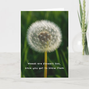 Beauty eye beholder dandelion weed quote unique card