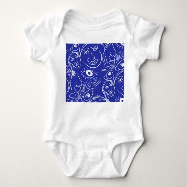 Beauty face: one-line drawing. baby bodysuit (Front)