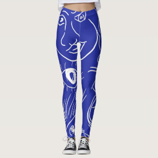 Beauty face: one-line drawing. leggings