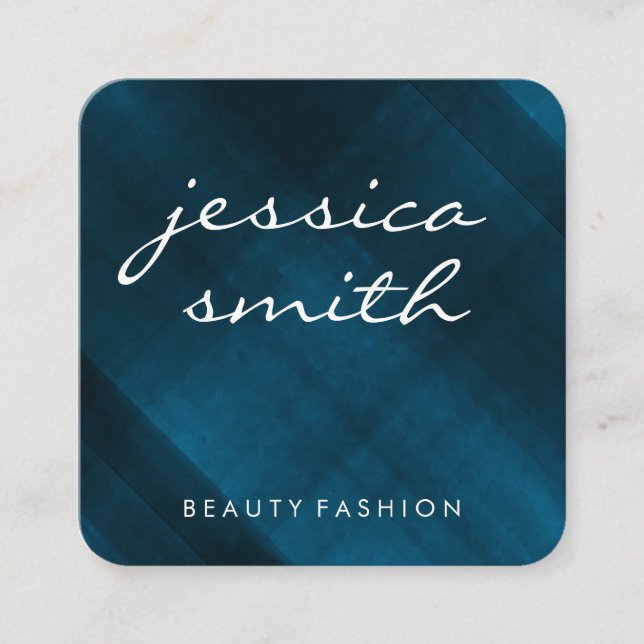 Beauty Fashion Blue Fabric Simple Square Business Card (Front)