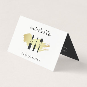 Beauty Fashion Makeup Gold Brushed Business Card