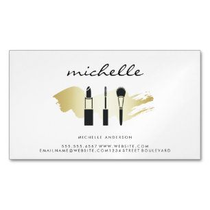 Beauty Fashion Makeup Gold Brushed Magnetic Business Card