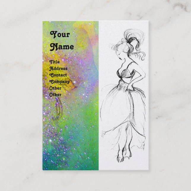 BEAUTY FASHION ,pink blue green yellow white pearl Business Card (Front)