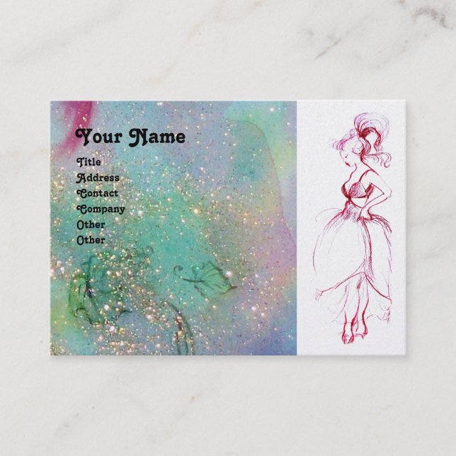 BEAUTY FASHION red pink blue green silver platinum Business Card (Front)