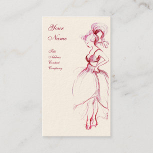 BEAUTY FASHION ,red white drawing Business Card