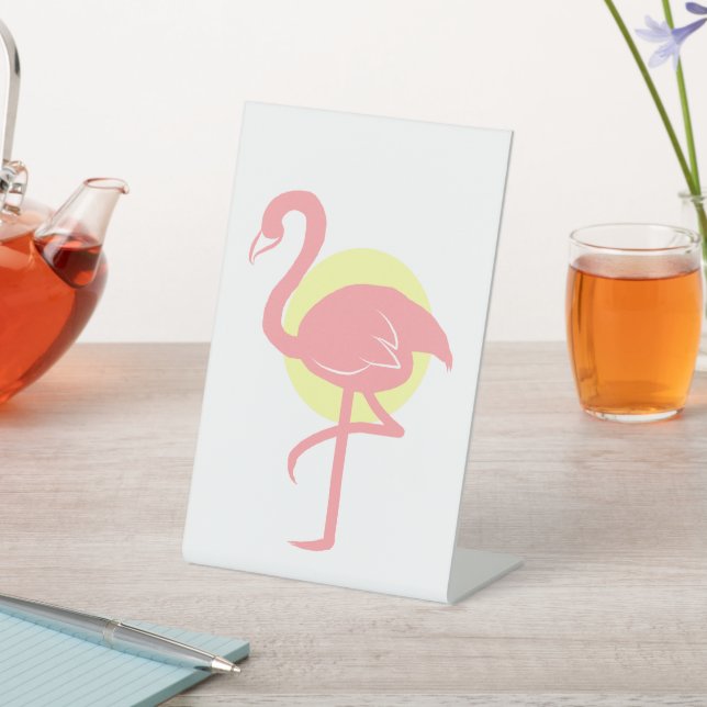 Beauty Flamingo Pedestal Sign (In SItu)