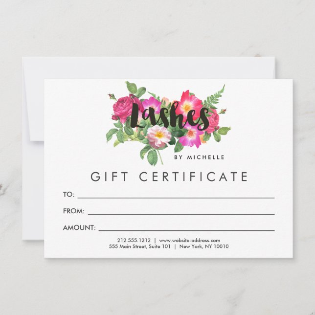 Beauty Florals Lash Extensions White Gift Card (Front)